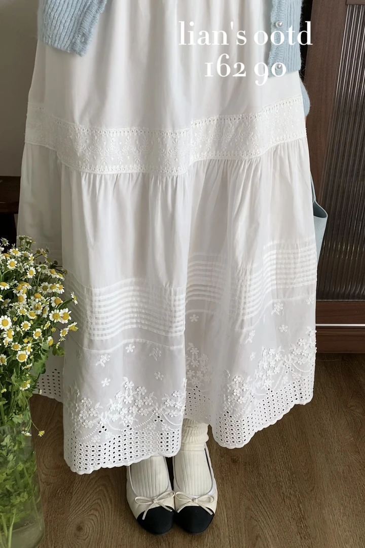 2183 “春和景明”好精致～法式立体绣花伞裙半身裙