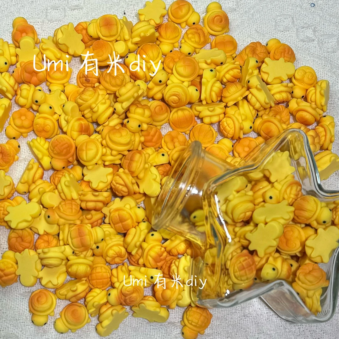 【直接发】迷你卡通透明面包饼干乌龟摆件diy钥匙扣