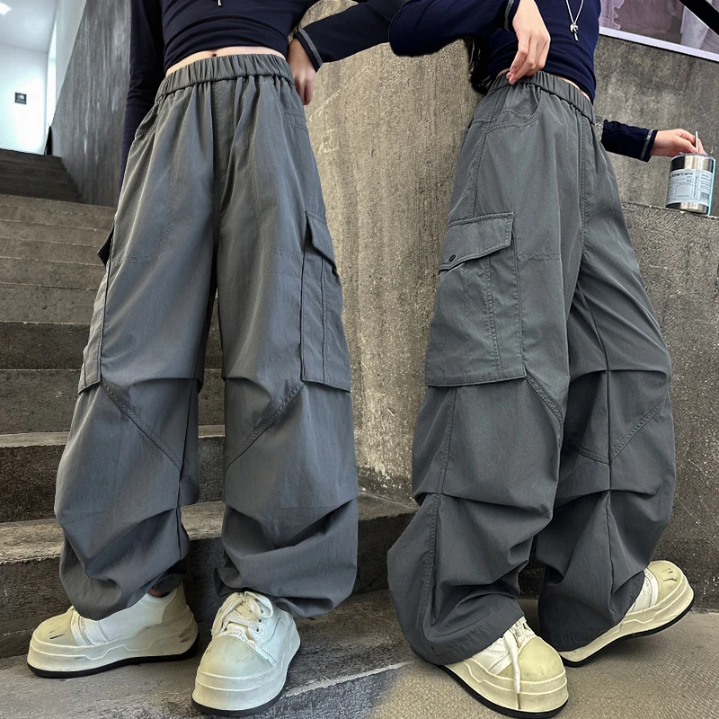 女童春秋款工装裤新款中大童洋气时髦百搭裤子秋装儿童休闲阔腿裤