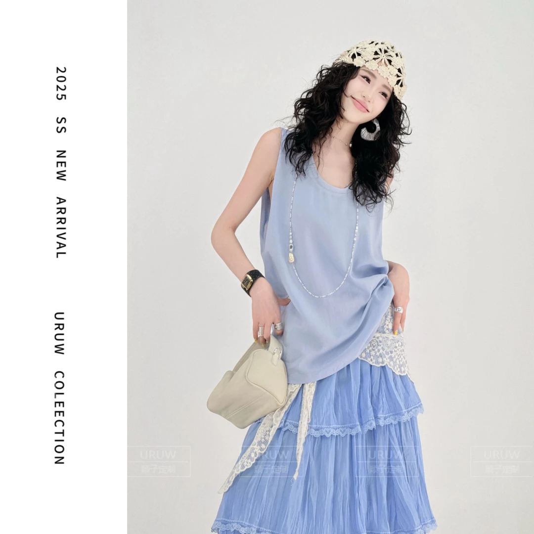 颖子定制【舒适区】夏季休闲风时尚纯色背心简约通勤百搭上衣6646