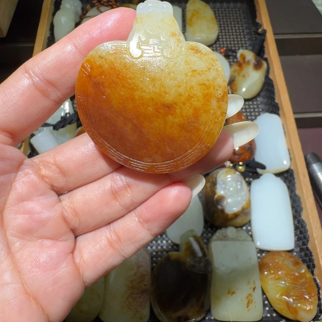 和田玉银S925镶嵌吊坠(不含链)