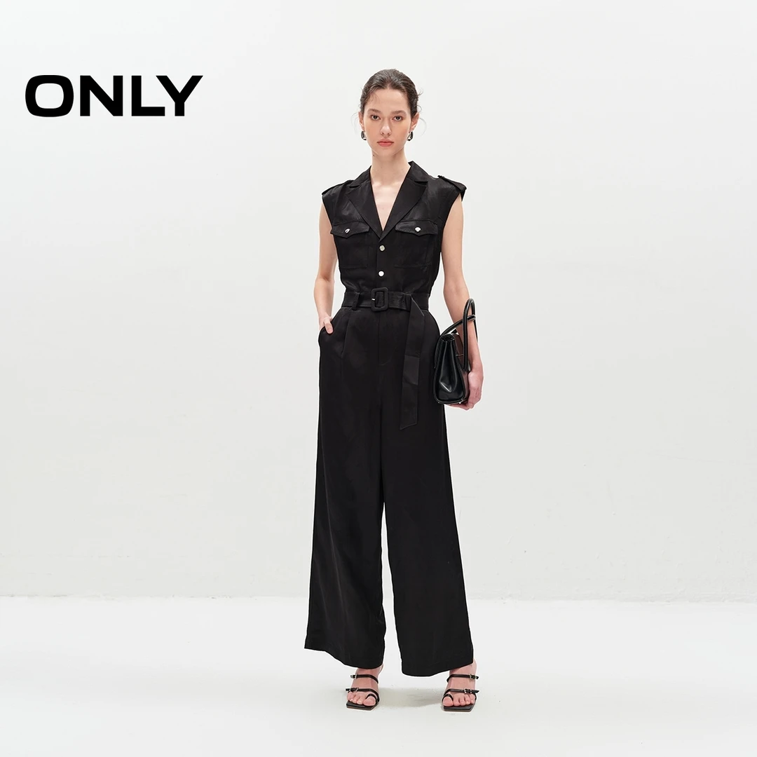 ONLY2025夏季新款无袖高腰连体长裤休闲裤女气质通勤|125244005