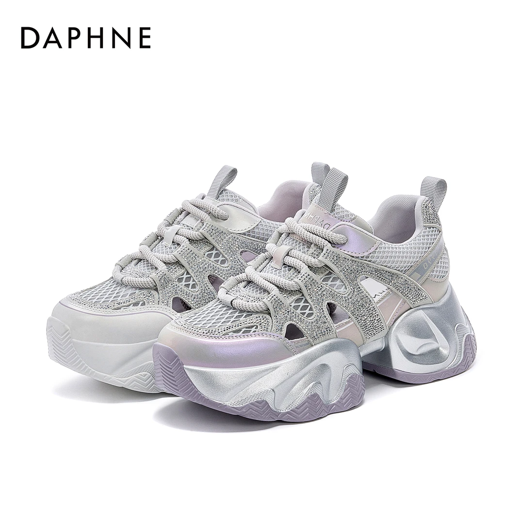 达芙妮2025年新款时尚休闲鞋增高夏季镂空小众百搭运动老爹鞋女鞋