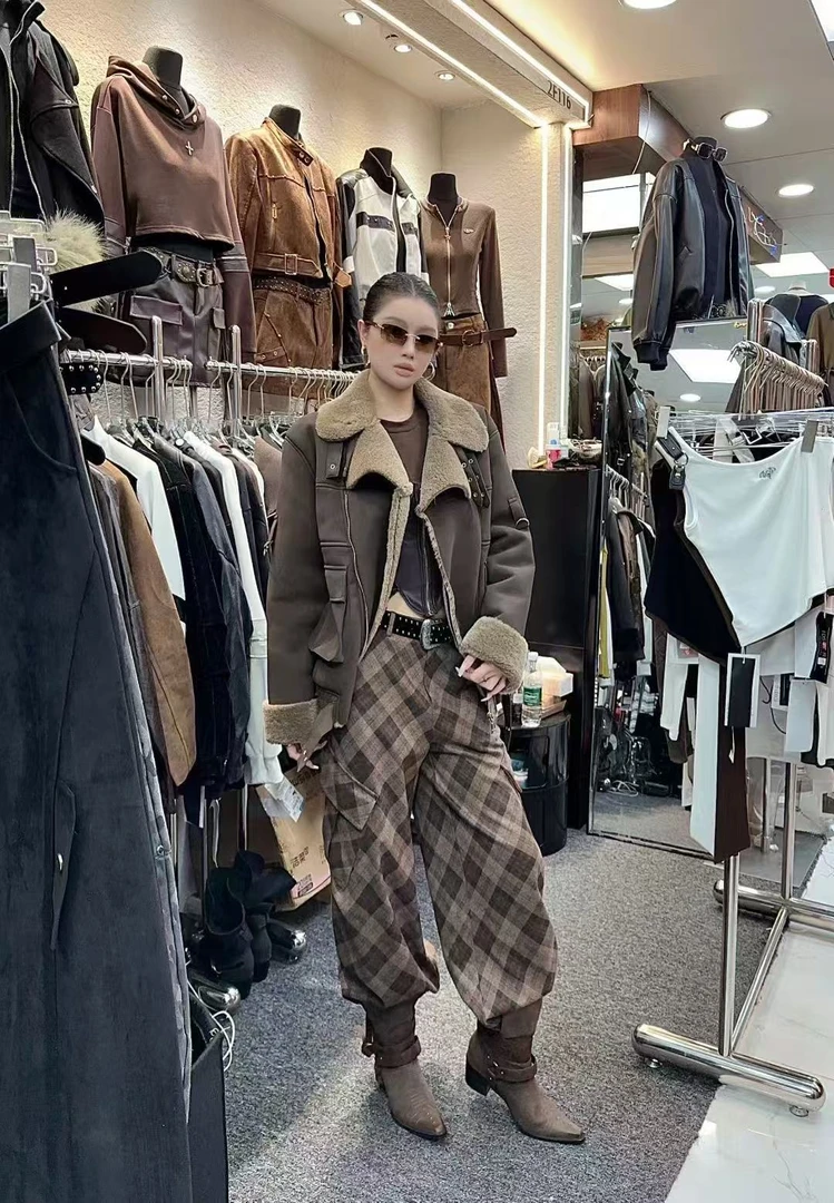 005原创设计冬季新款皮毛一体加厚夹克外套