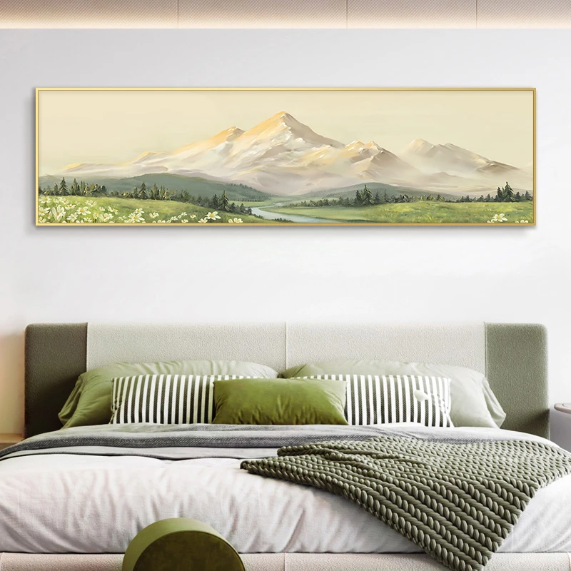 益师傅北欧风日照金山卧室装饰画现代简约主卧床头挂画山40150