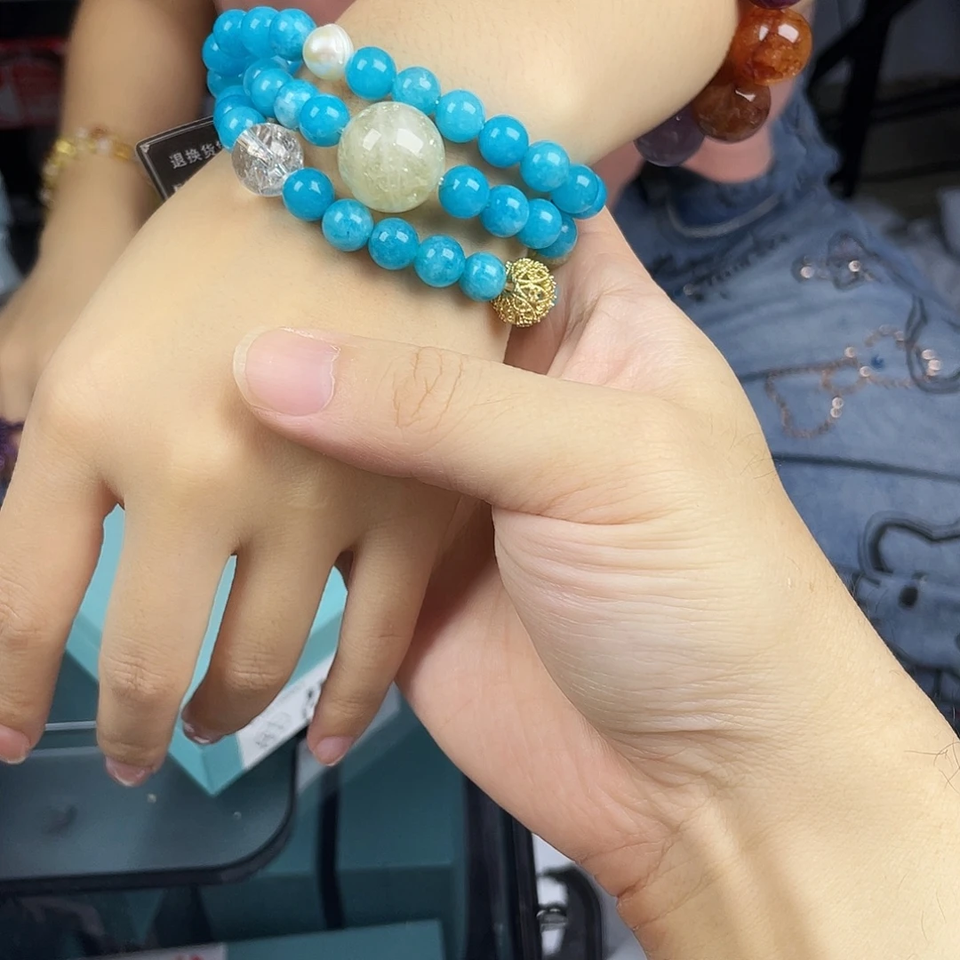 银S925镀金镶嵌水晶手串