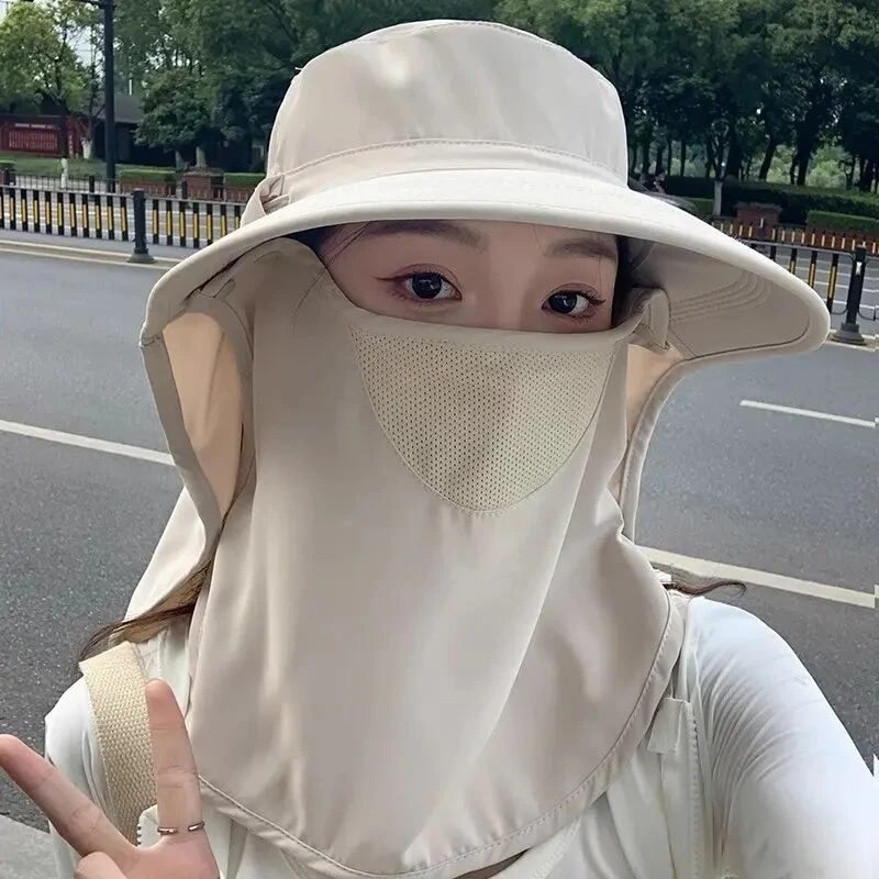 全方位防晒帽透气遮脸面罩护颈一体太阳帽防紫外线遮阳帽女夏HR