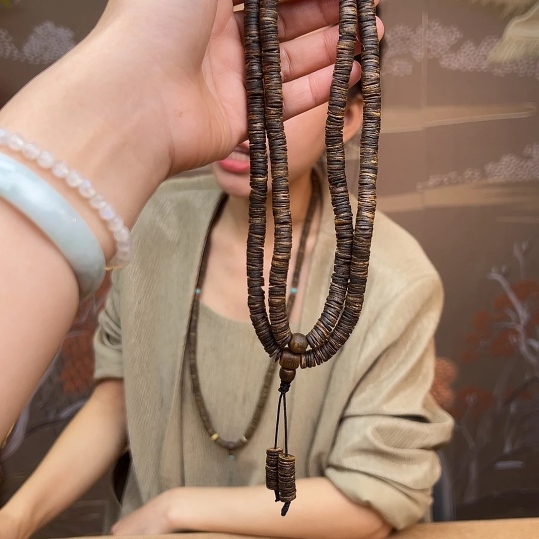 沉香手串海南老白奇金丝蜜结天然沉水树皮油多圈一条