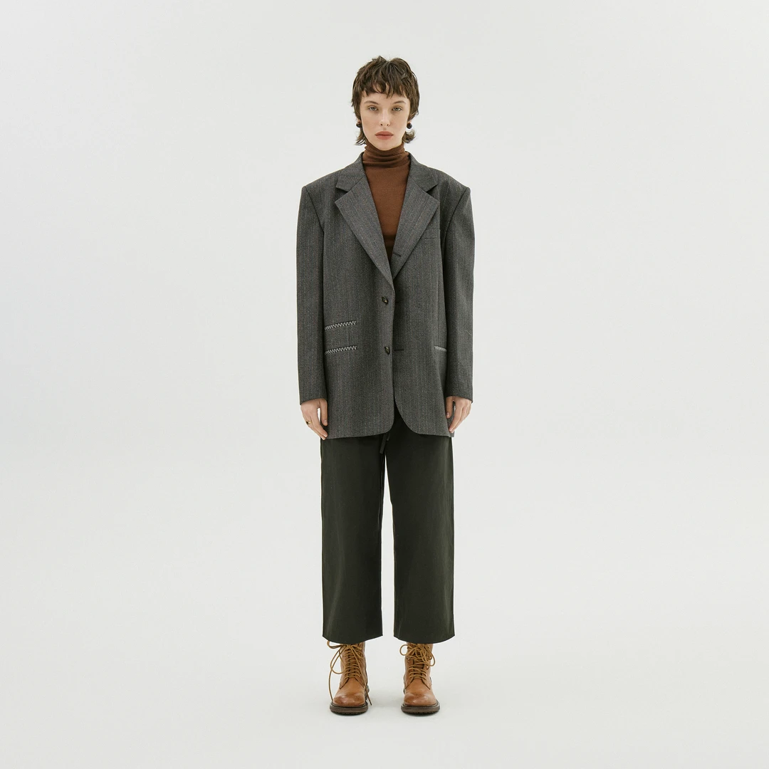 AP洛哥26848X【黑标】皇家如意绵羊毛老钱色织复古条纹休闲西装外套