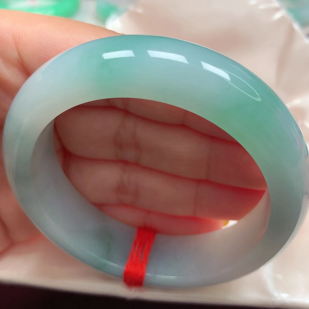 翡翠未镶嵌手镯28轮胎冰胶蓝花