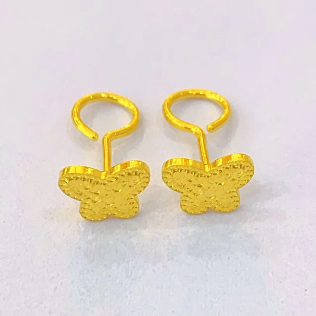 足金999蝴蝶碎碎冰时尚耳饰1.90g