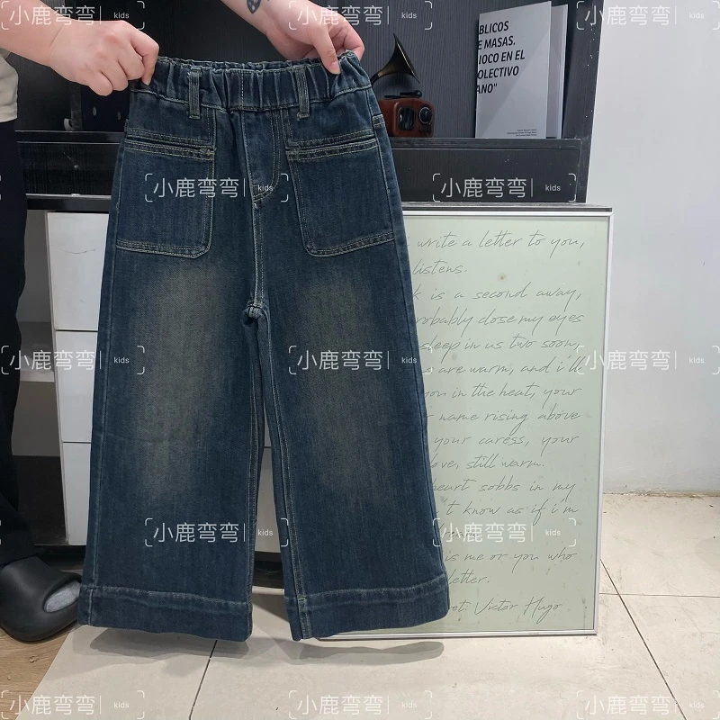 Q102i春季女童深色宽松潮流阔腿裤