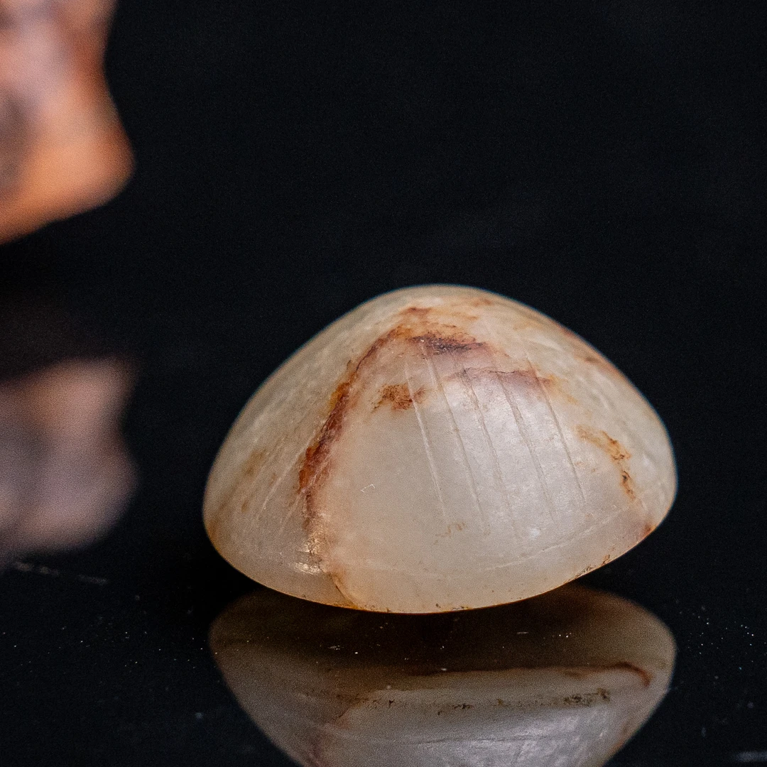 旧藏和田玉团寿纹帽花-NX