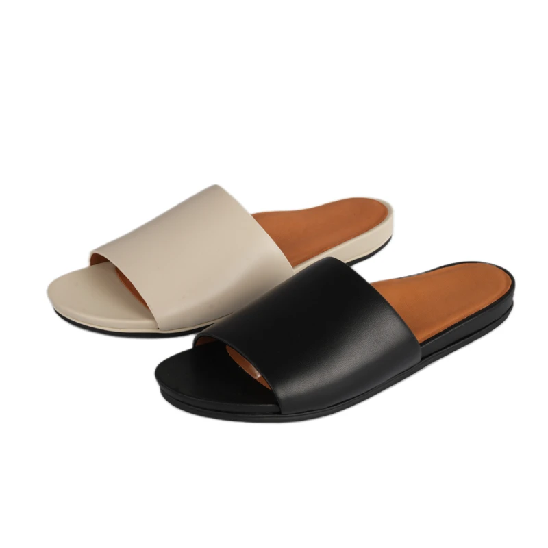 2LEREUSSI羊皮版凉拖鞋夏时尚沙滩平底一字ins潮显白拖鞋女外穿