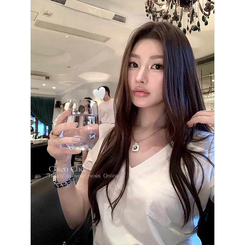 车迟恩Chien“招牌吸氧t"91莱赛尔天丝!裸感冰凉抽褶正肩面膜短袖