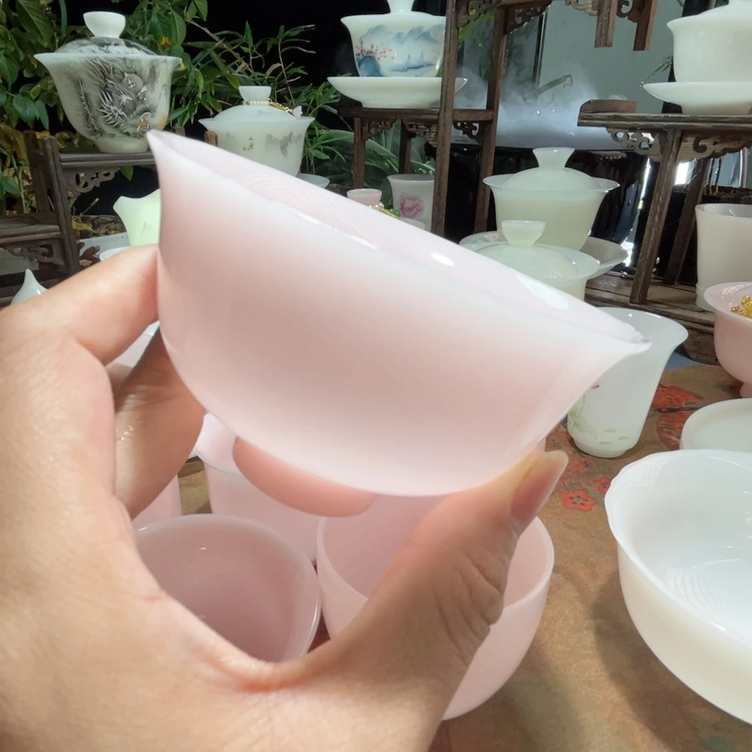 冰晶璞玉粉黛花口杯