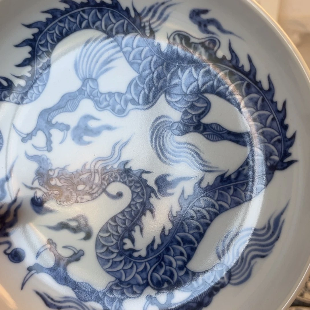 瓷片景德镇青花铠甲龙大壶承
