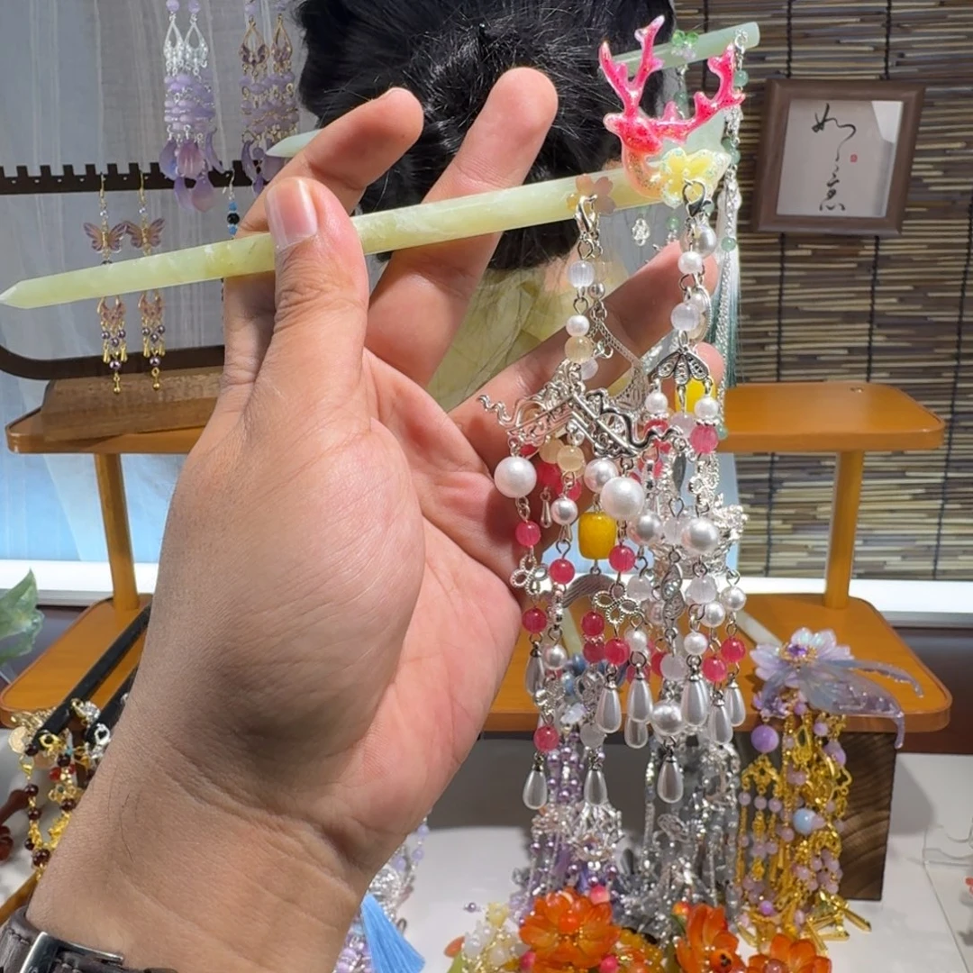 蛇纹石玉合金发饰