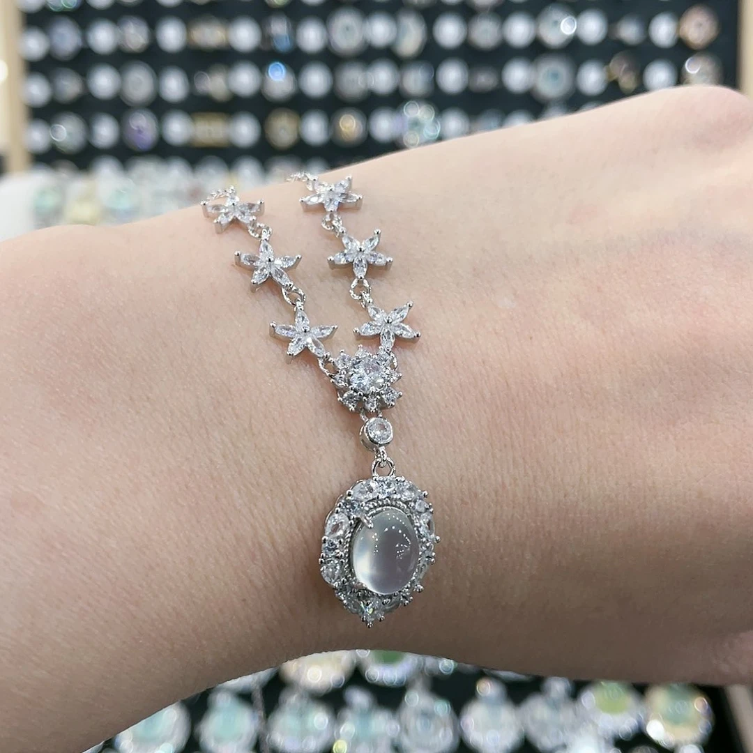 蛇纹石玉颈饰银S925镶嵌U*.