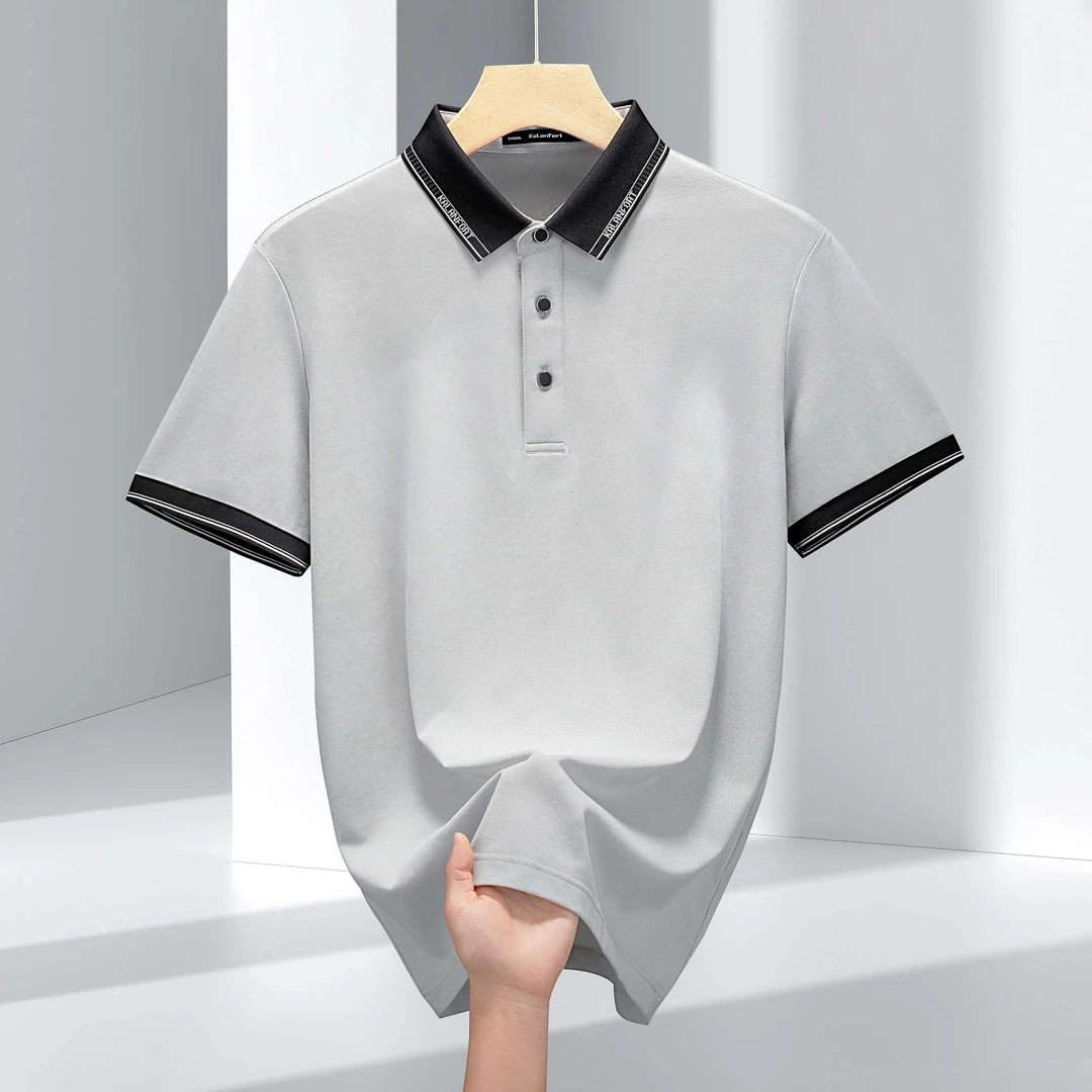 夏季短袖冰原色Polo衫凉感商务短袖polo时尚男士透气修身百搭纯色