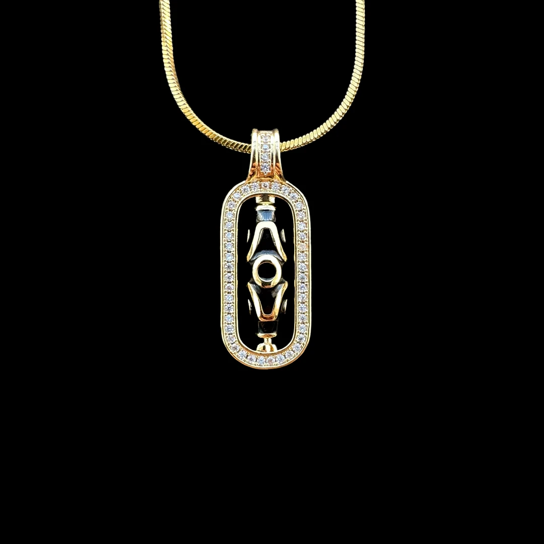 钛钢项链 藏式天珠可转动祥云项链气质轻奢时尚百搭镶嵌满钻坠链