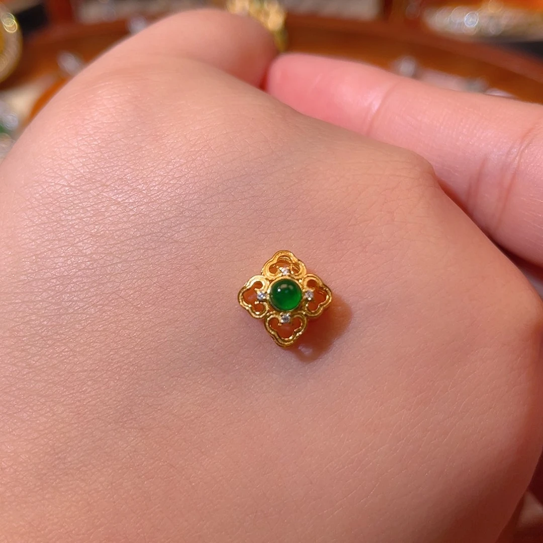 吊坠(不含链)银S925镶嵌翡翠