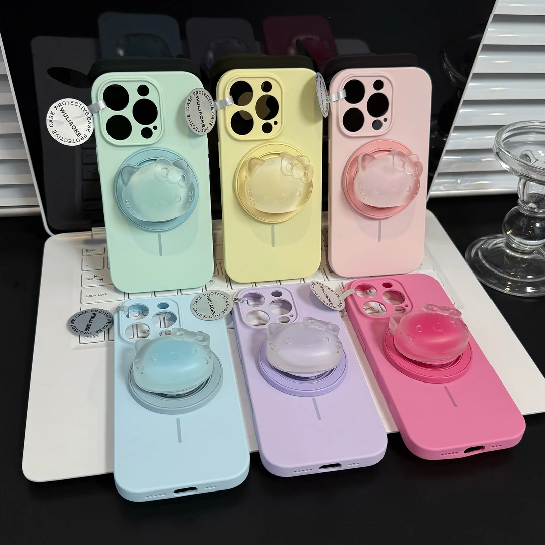 磁吸KT支架无绒布液态硅胶一体按键适用苹果iPhone16promax手机壳