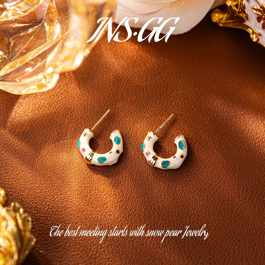 铜合金珐琅耳饰 【INS·GG】小众设计网红新款轻奢高级感耳环DE1289