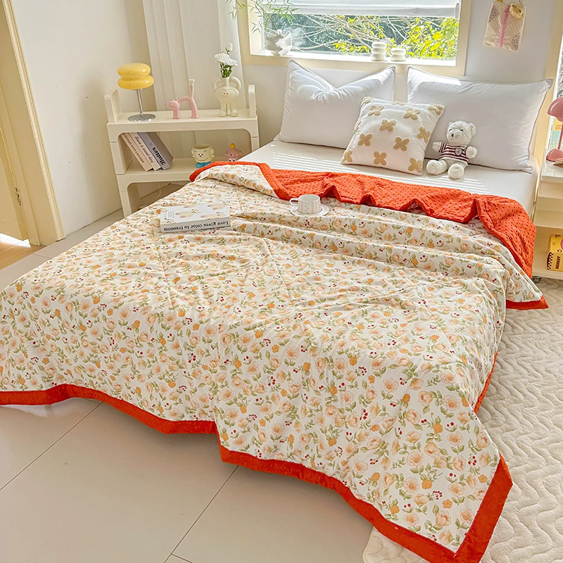 夏季豆豆绒印花夏凉被亲肤可机洗水洗新款凉爽豆豆被夏凉被