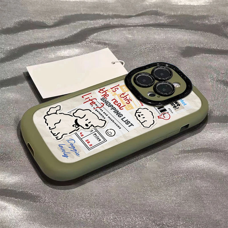 标签小狗适用iphone16promax苹果15/14P手机壳泡芙13p/12/11全包