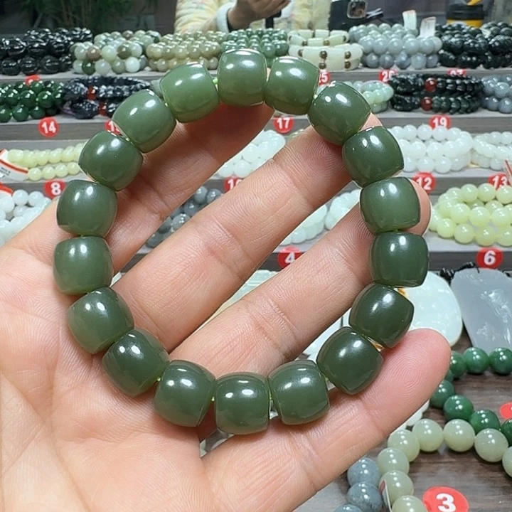 未镶嵌手链和田玉新疆若羌青黄口料直切卡12