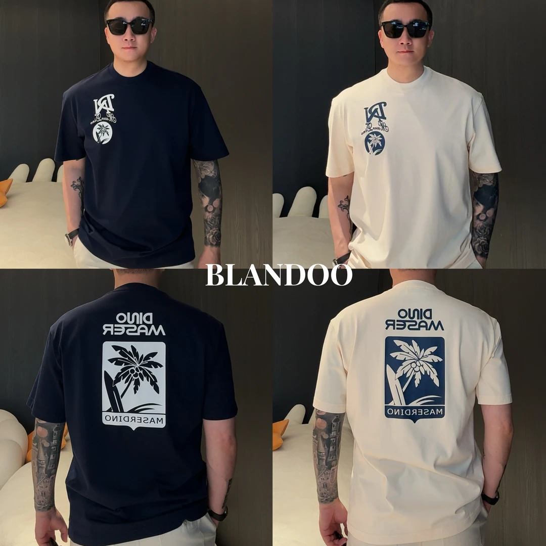 BLANDOO ”美式印花” 男士轻奢舒适纯棉微阔短袖T恤6BD6201