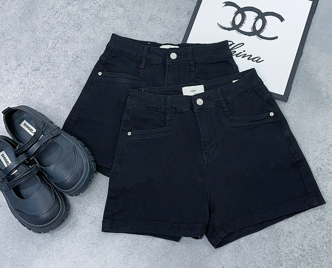 5556#黑色高腰牛仔裤女2025夏季新款显瘦弹力百搭牛仔短裤