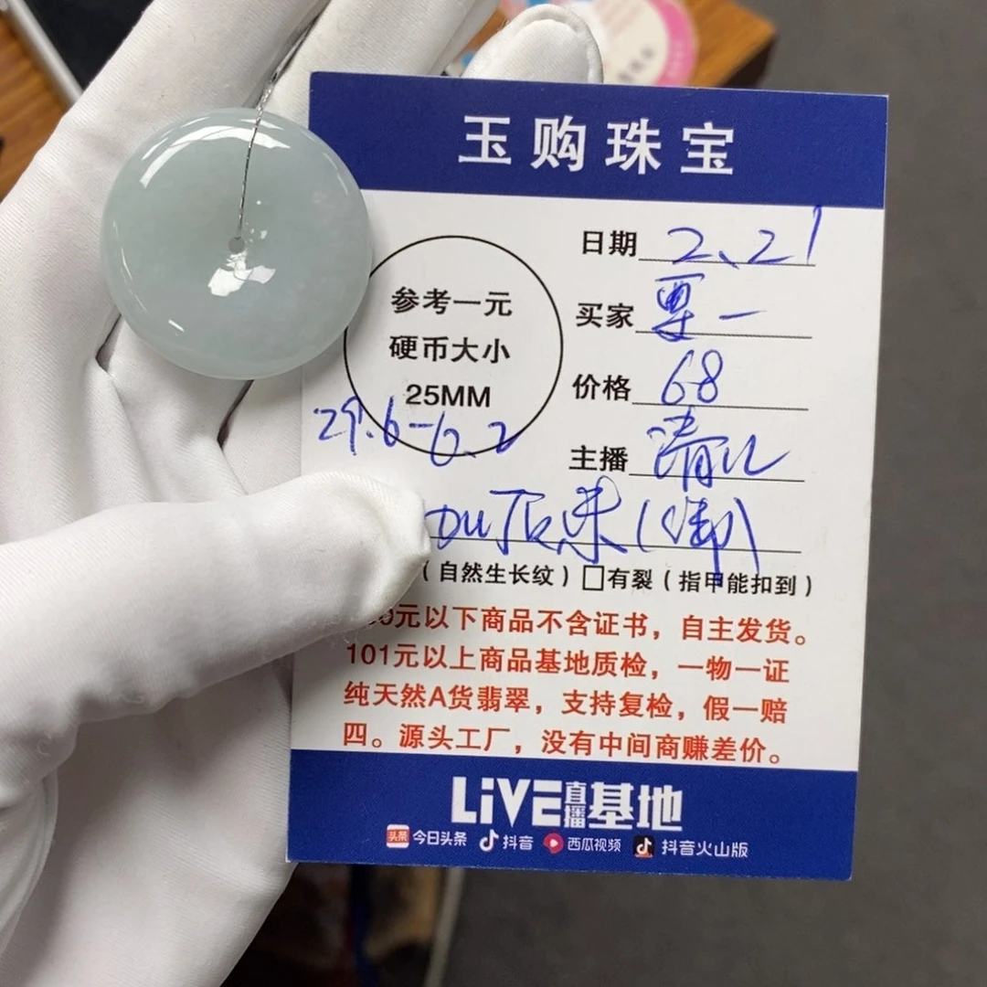 翡翠颈饰未镶嵌栗****6平安扣