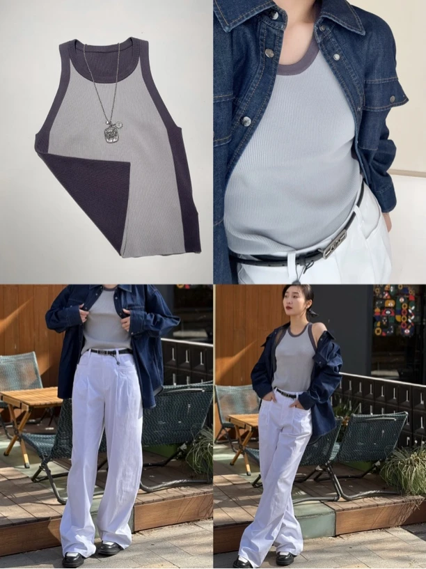 阿玛施爆款拼色背心