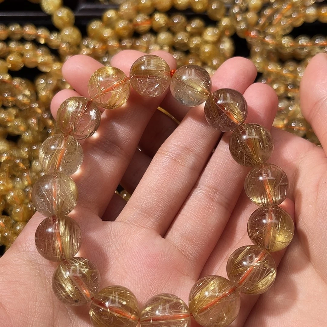 大***装未镶嵌手串发晶金钛晶