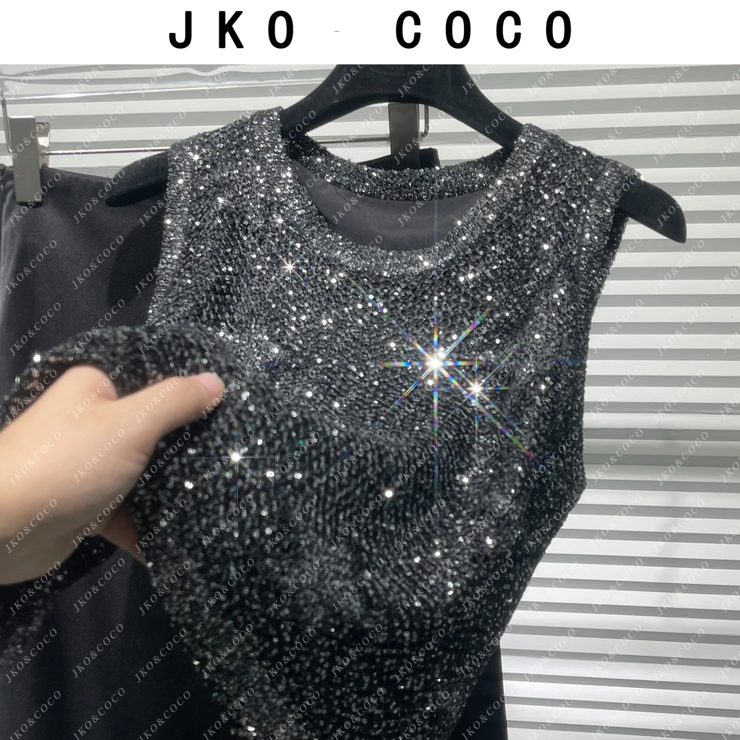 JKO&COCO【群星闪耀】2025秋夏女重工珠片绣花针织背心