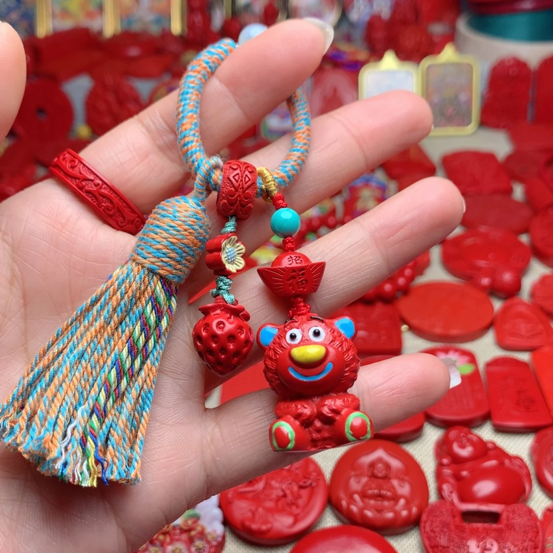 天然辰砂工艺品朱砂钥匙扣包包挂