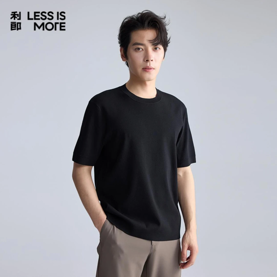 利郎男装【山羊绒+天丝】吸汗透气休闲商务百搭秋季短袖羊毛衫MS005