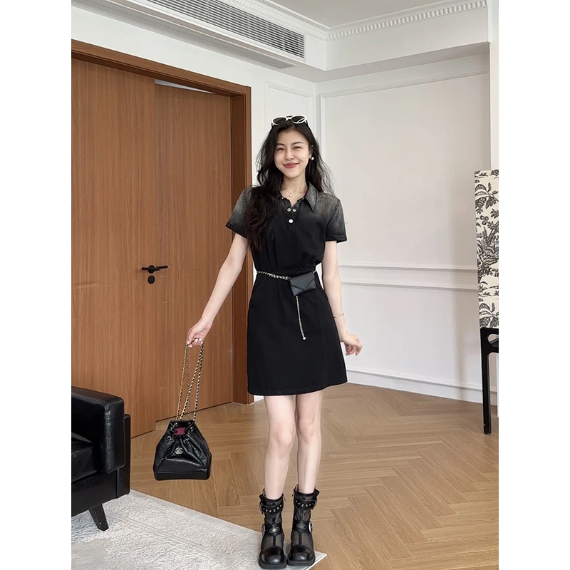 张阿星【街头热浪】拼色渐变薄款夏季腰包收腰连衣裙W425Q08852