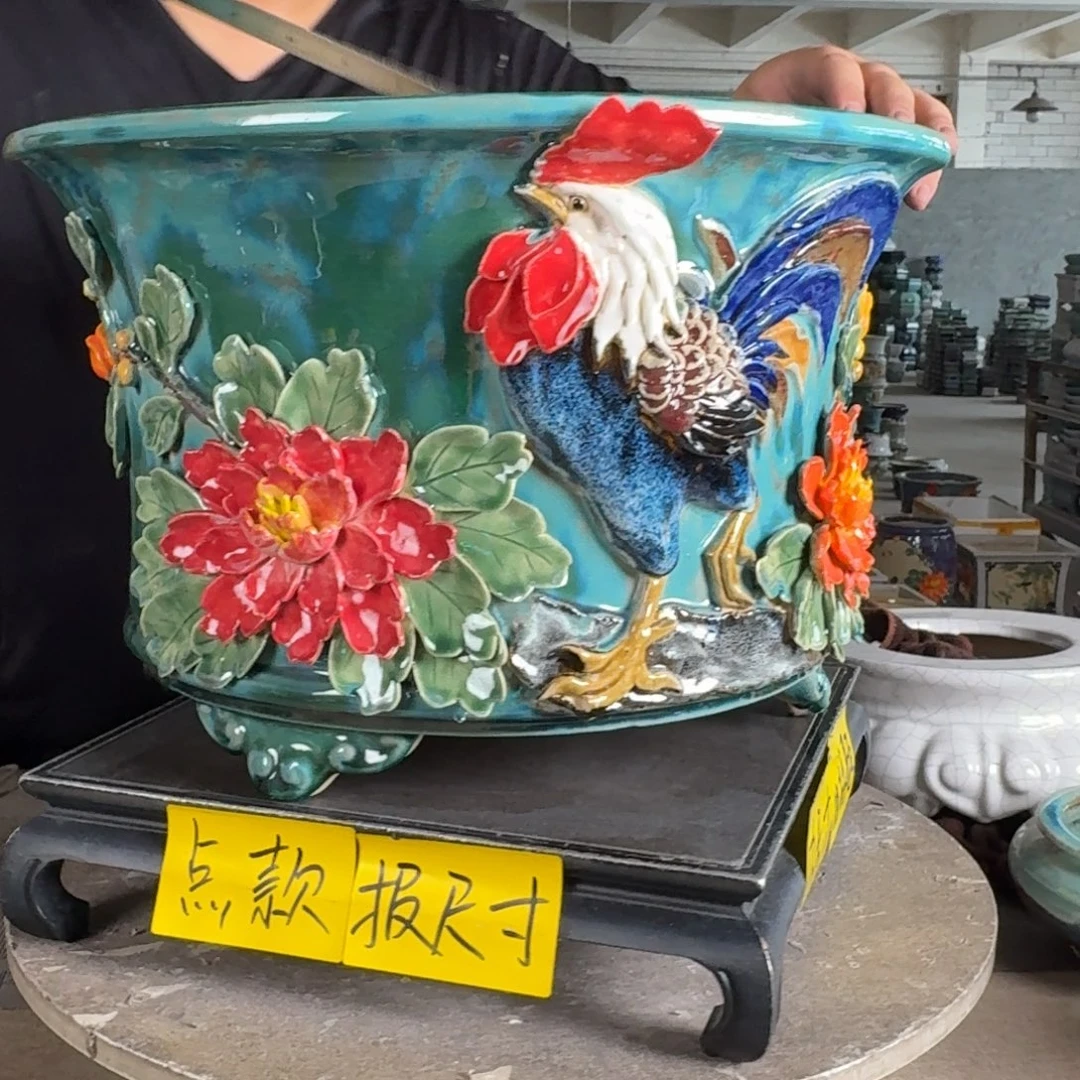。一风堂石湾花盆 鸡爪磕碰 内35*22