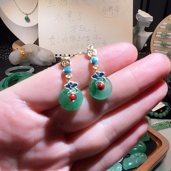 石英质玉合金耳坠