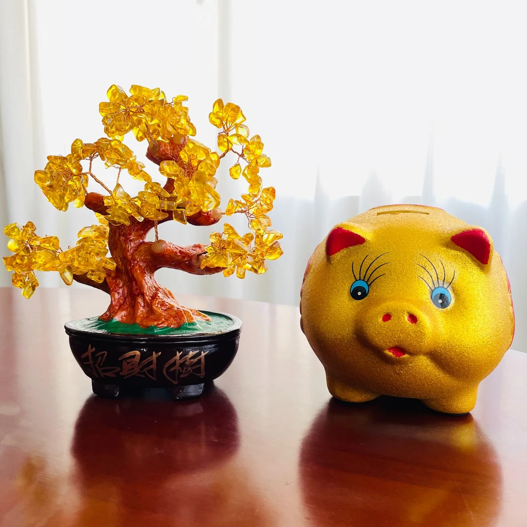 小号 黄色人造水晶树组合摆件