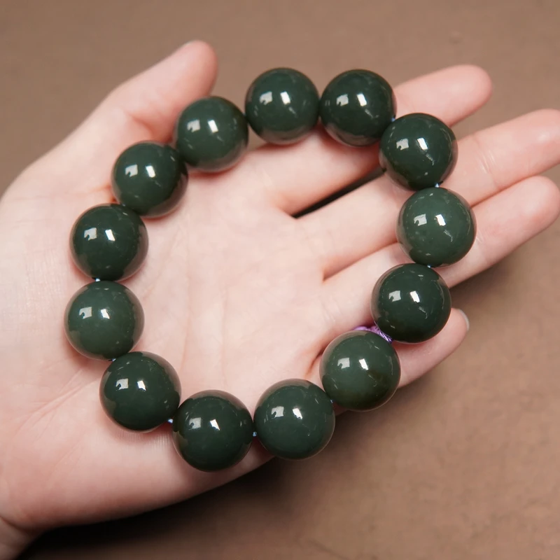 和田玉卡18mm圆珠手串#42@@SY18B0102