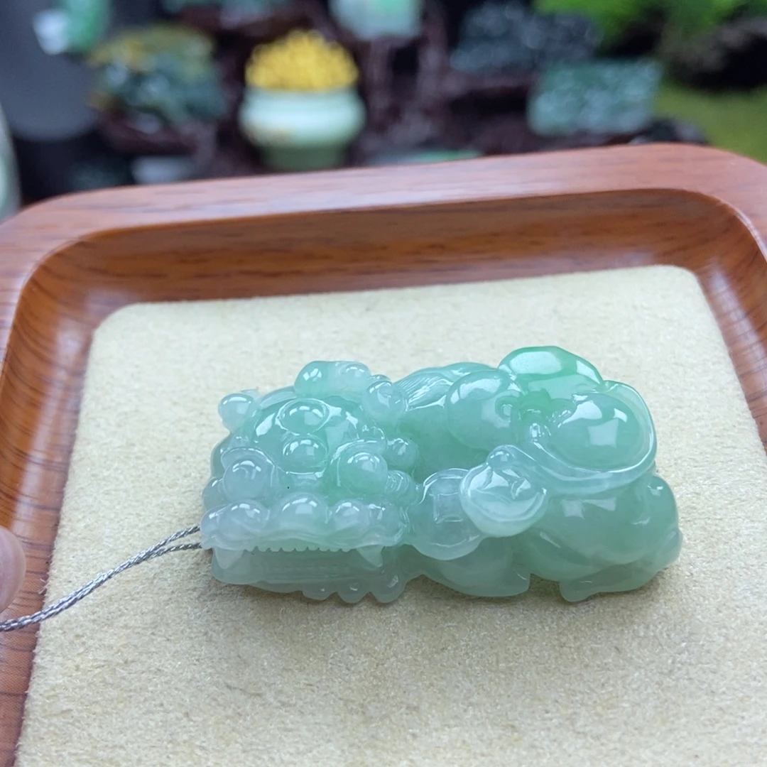 颈饰未镶嵌翡翠A23 苹果绿霸王貔貅