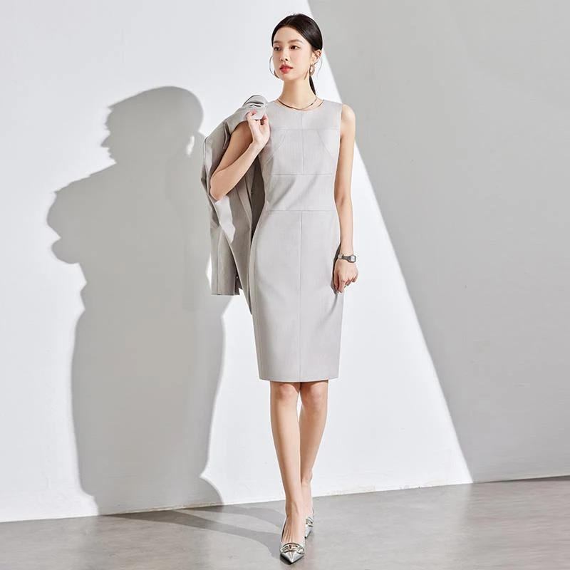 THEORY ERROR烟灰色时尚洋装西装套裙新款气质高级感职场连衣裙