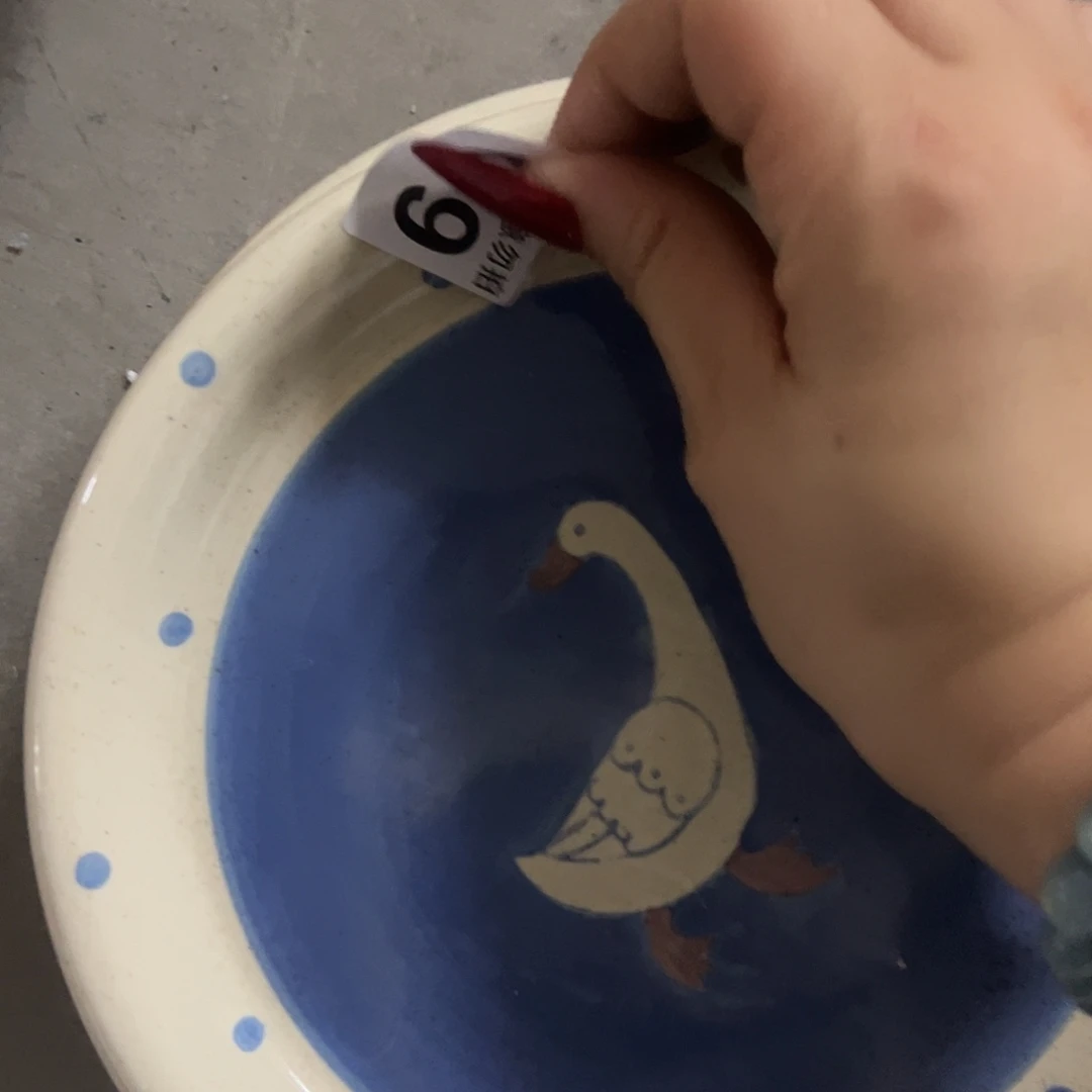 陶瑕疵裂釉鹅圆盘一个699