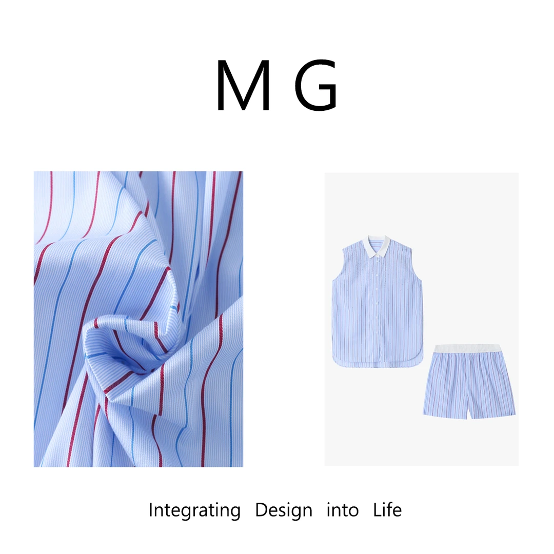 【蓝钻套装】MUAN定制北欧高级简约蓝色碎钻条纹套装YJ-23446