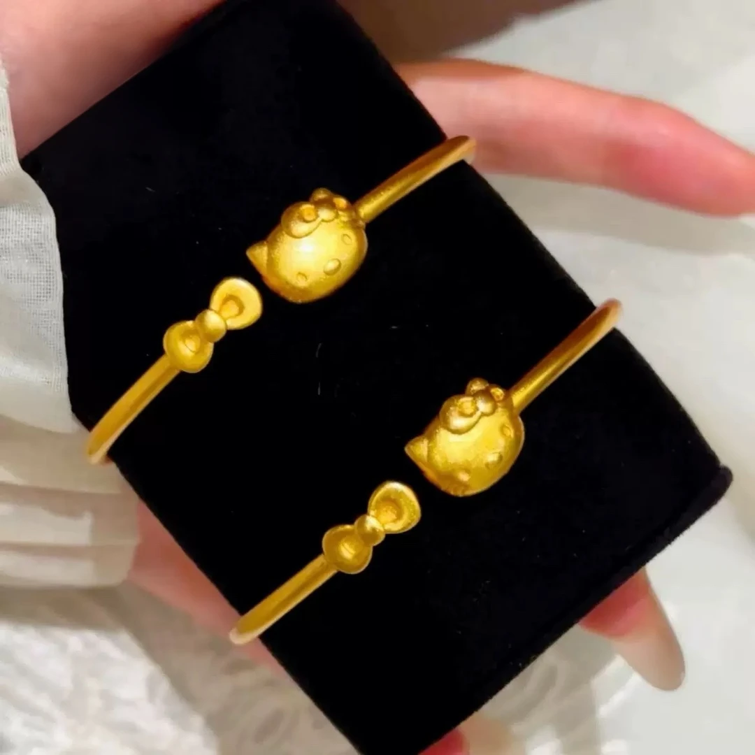 铜合金手镯 铜合金甜美凯蒂猫开口手镯精致百搭气质女款