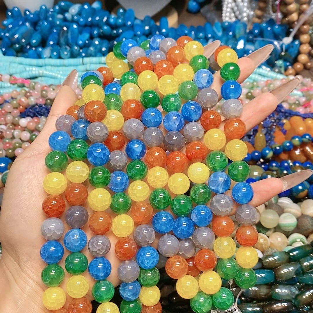 玛瑙/玉髓散珠天然龙鳞玛瑙12mm一条